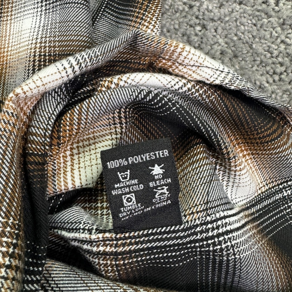 Dixxon Shirt Mens Large Tall Brown Plaid Flannel Long Sleeve Button Bondo Bucket - Picture 6 of 6